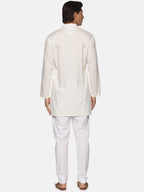 Sethukrishna Men Cream-Coloured Pure Cotton Kurta with Pyjamas | Grocsy