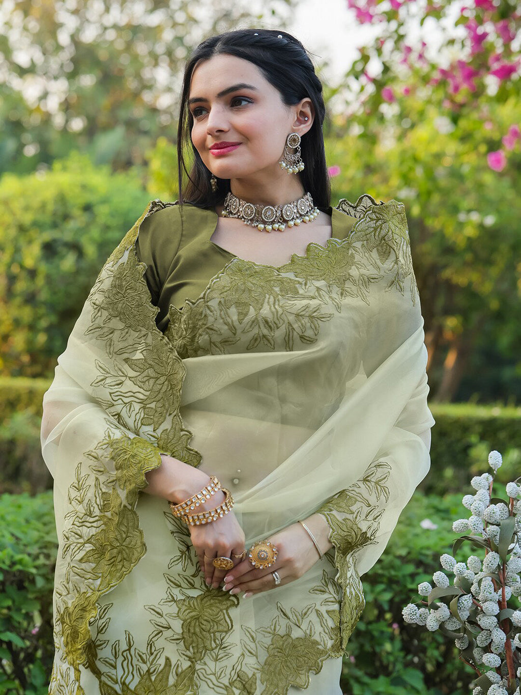 Tikhi Imli Embroidered Organza Saree | Grocsy