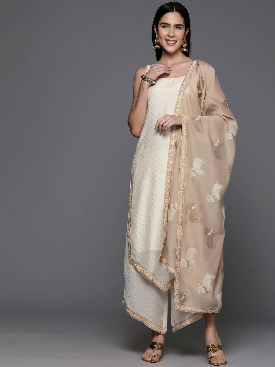 Ahalyaa Womens Kurta Set - Off-white | Grocsy