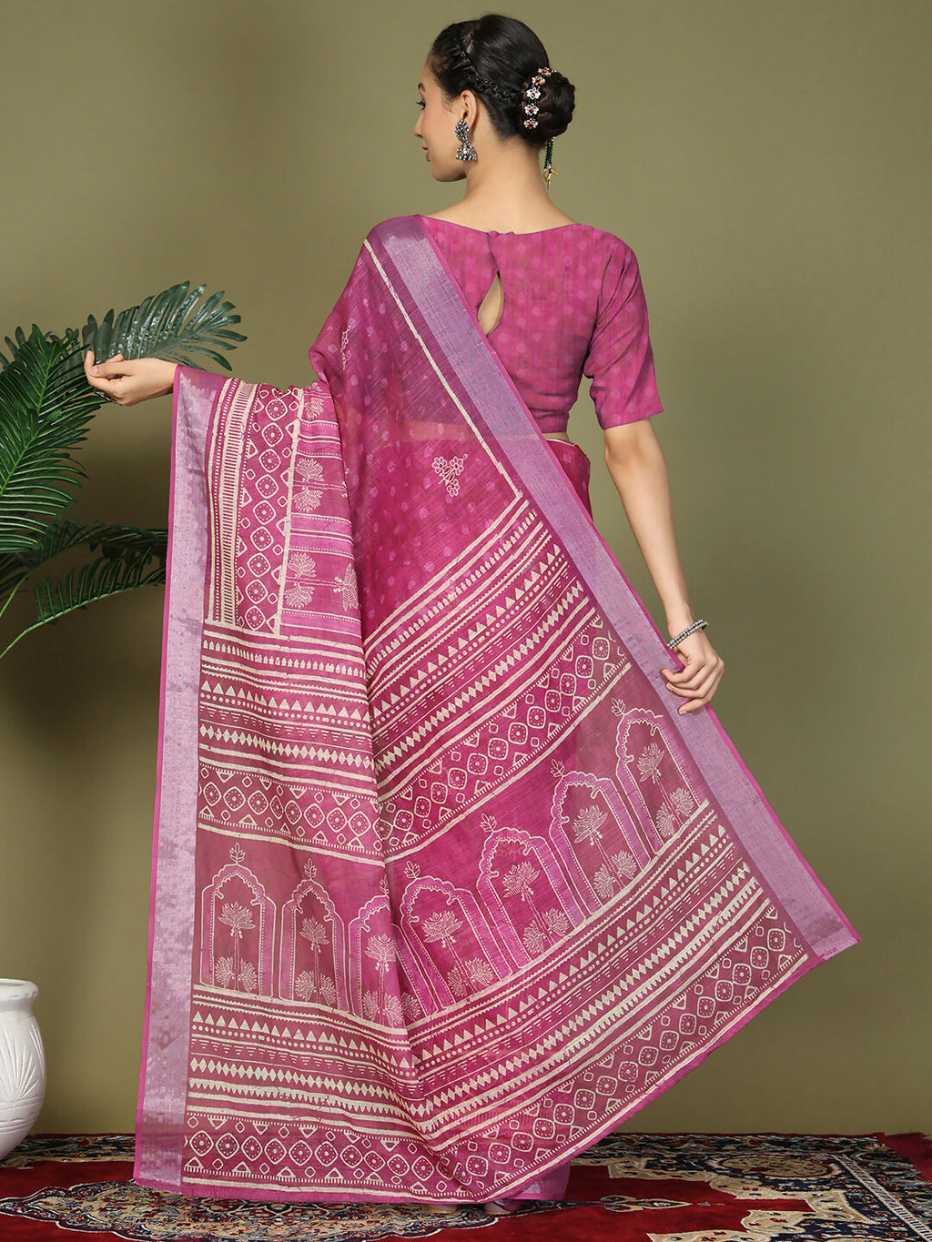 Shree Shyam Fashion Cotton Purple Saree | Grocsy