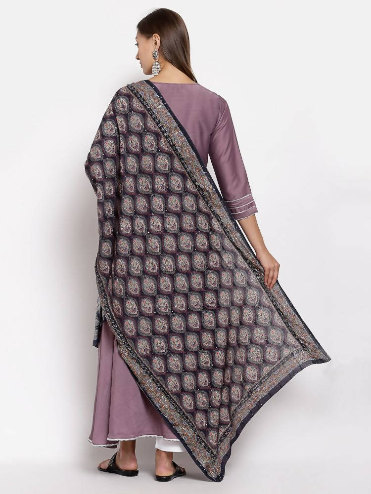 Myshka Women's Green Cotton Solid 3/4 Sleeve Round Neck Casual Kurta Dupatta Set | Grocsy