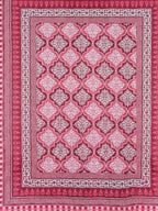Urban Magic Pink Printed Cotton 104 TC King Bedsheet with 2 Pillow Covers | Grocsy