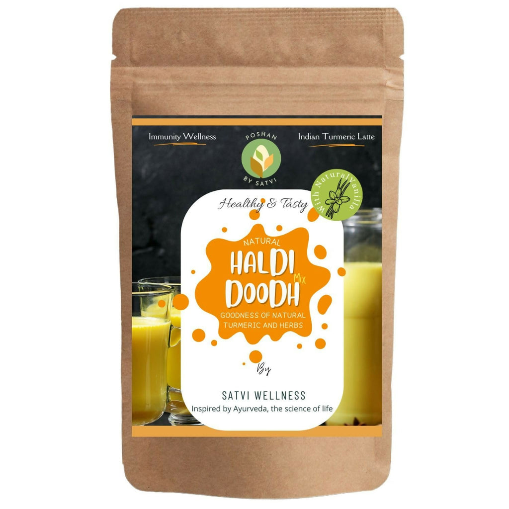 Satvi Wellness Haldi Doodh | Golden Milk Mix | Turmeric Milk Mix | Indian Haldi Doodh | Milk Masala | Turmeric Latte | Grocsy