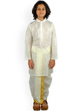 Sethukrishna Boys Cream-Coloured Layered Kurta with Dhoti Pants | Grocsy