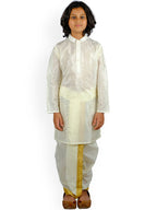 Sethukrishna Boys Cream-Coloured Layered Kurta with Dhoti Pants | Grocsy
