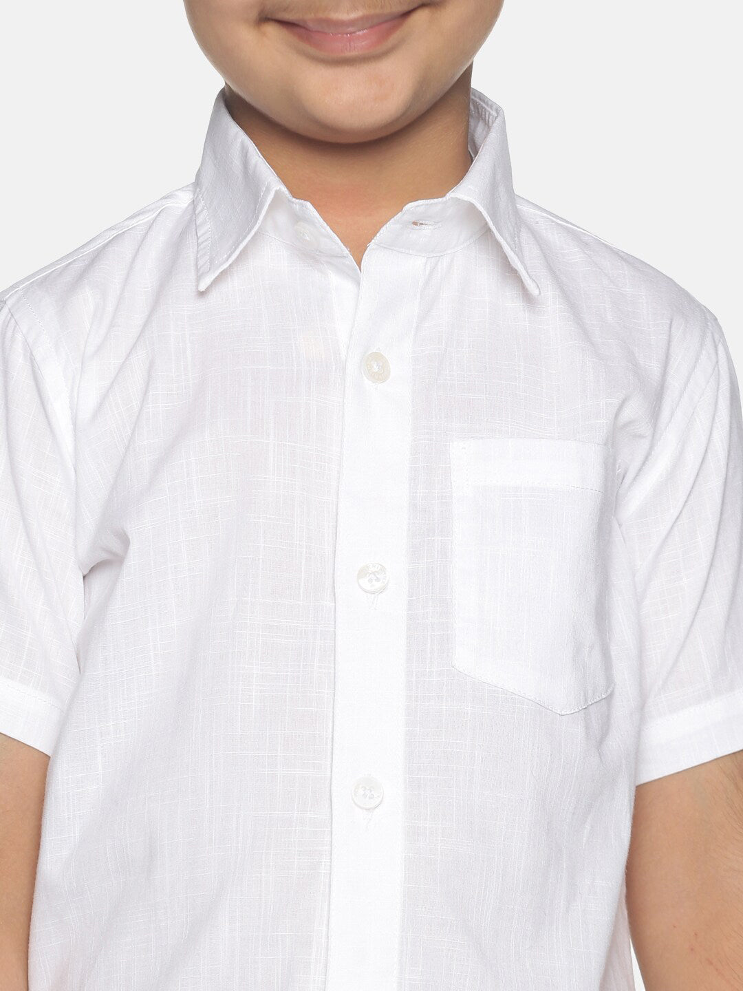 Sethukrishna Boys White & Gold-Toned Shirt with Dhoti | Grocsy