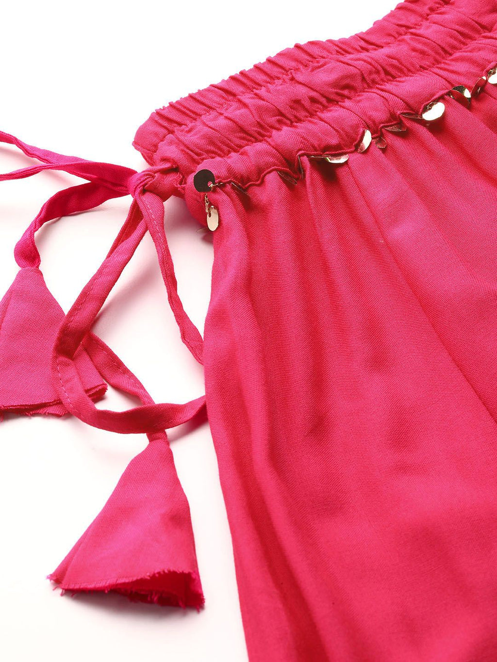 TAG 7 Women Magenta Solid Flared Palazzos | Grocsy