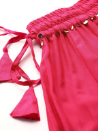 TAG 7 Women Magenta Solid Flared Palazzos | Grocsy