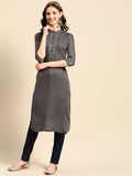 Sangria Yoke Design Mirror Work Kurta | Grocsy
