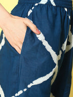 InWeave Women's Indigo Criss Cross Belted Coord Set | Grocsy