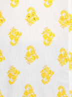 HERE&NOW White & Yellow Floral Printed Sequined Pure Cotton Kurta | Grocsy