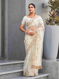 Tikhi Imli Ethnic Motifs Sequinned Embroidered Net Saree | Grocsy