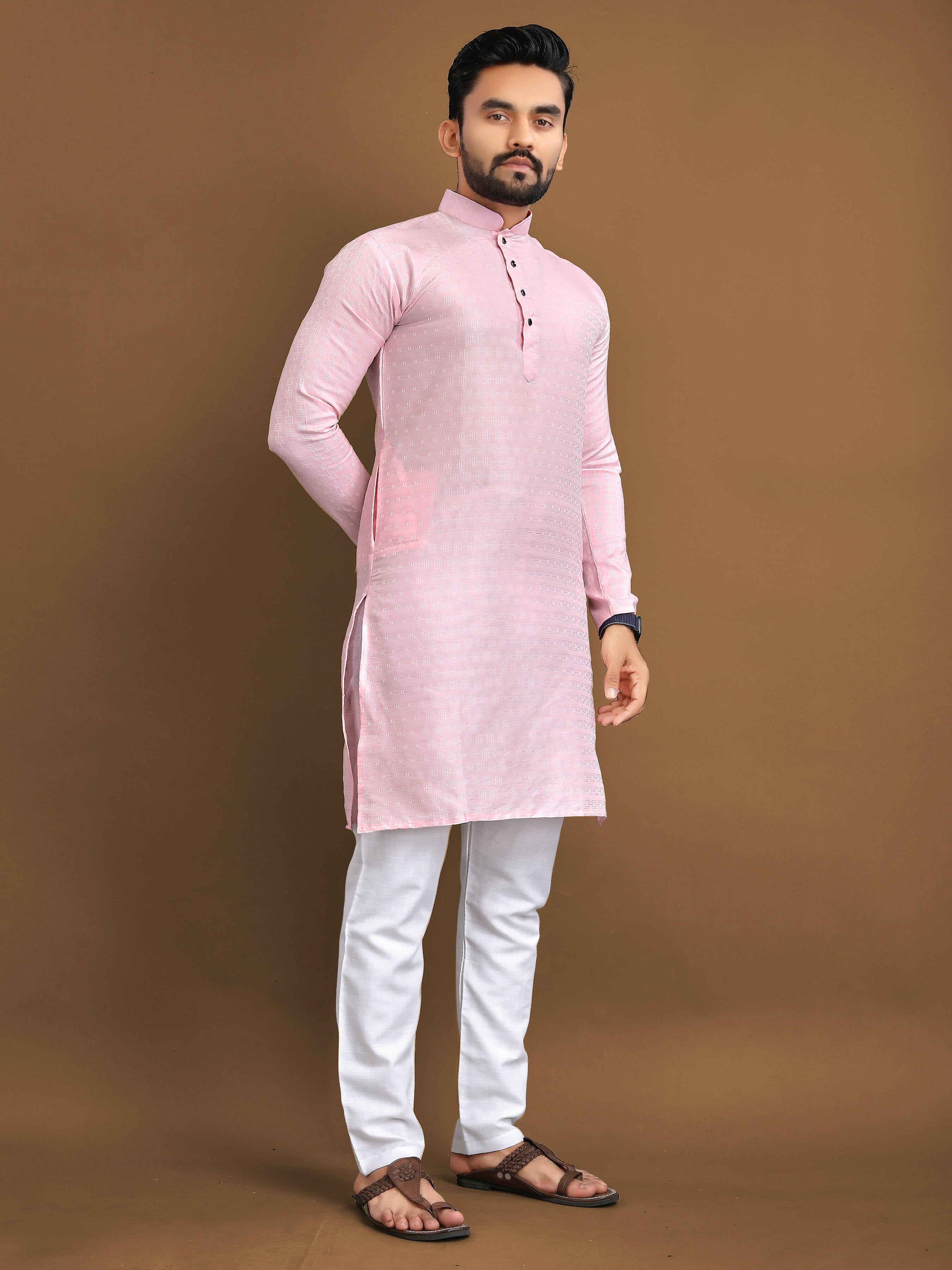 Mens Silk Kurta With Pajama For Wedding Party Wear by Infinity Export | Grocsy