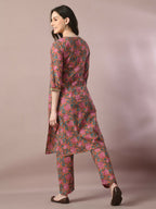 Myshka Women's Multi Printed Cotton Straight Party Kurta Set | Grocsy