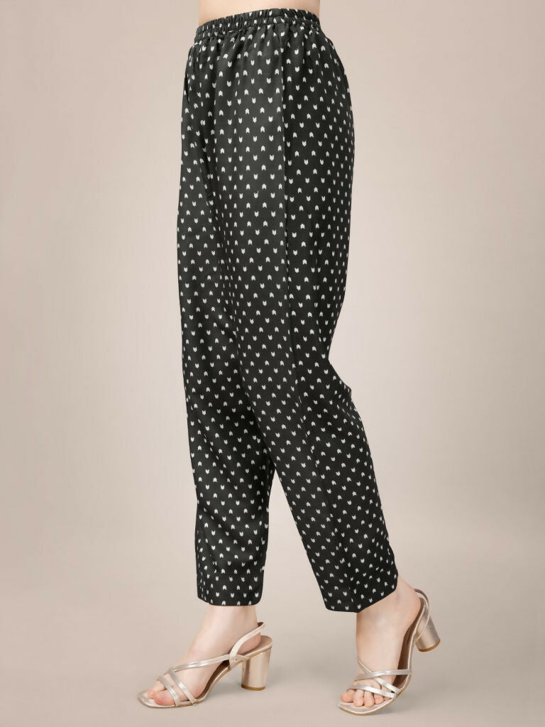 Jyoti Fashion Women's Black Rayon Print with Embroidery & Fancy Lace Work Kurta with Trouser & Dupatta | Grocsy
