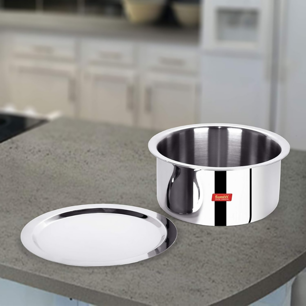 Sumeet Cook Smart Triply Steel-Aluminium-Steel - 3 Layers Tope with Lid - 16 cm | Grocsy