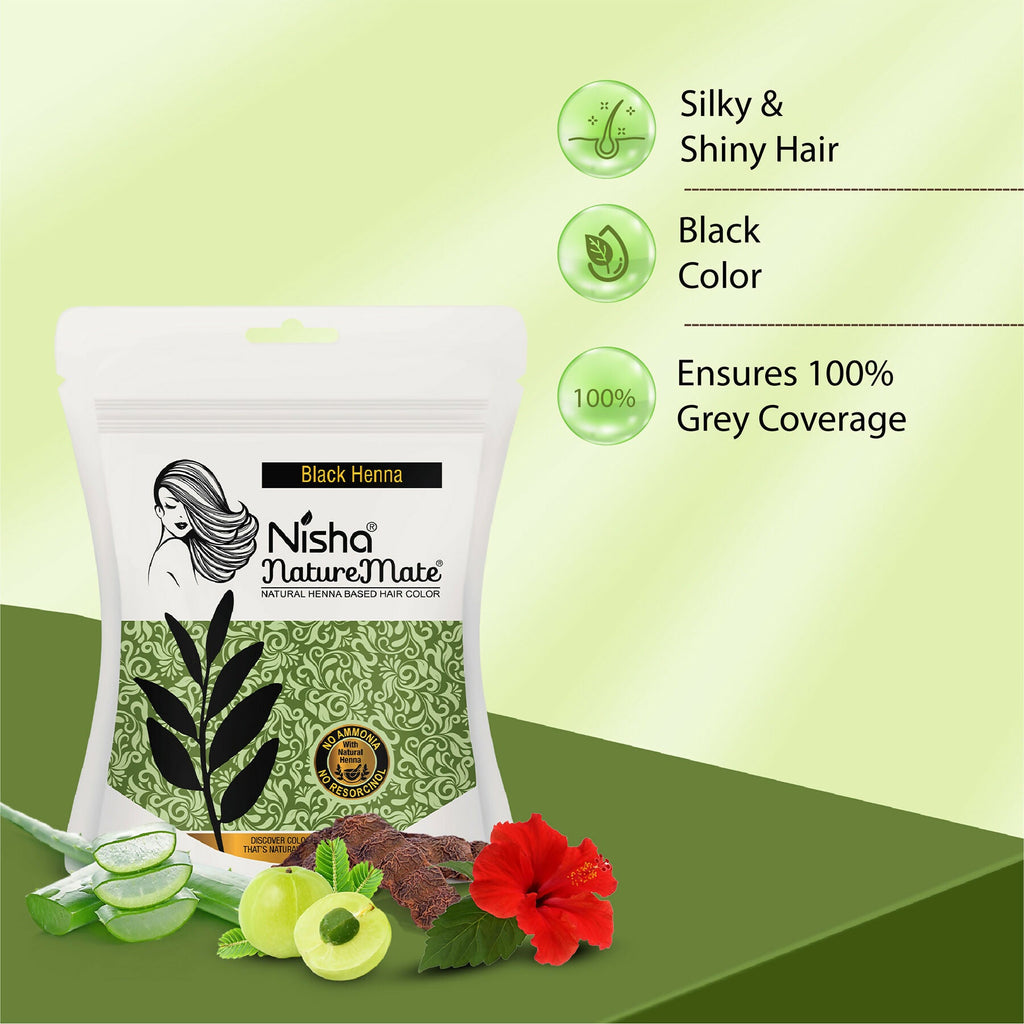 Nisha Hair Colour for Women-Original Black|100% Pure Henna-Based Powder | Grocsy