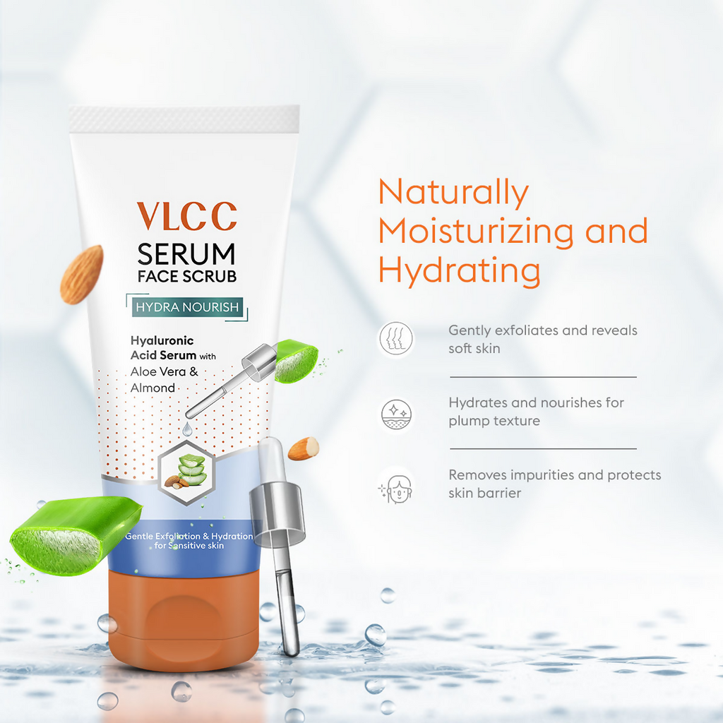 VLCC Hydra Nourish Scrub With Hyaluronic Acid Serum Aloe Vera & Almond | Grocsy