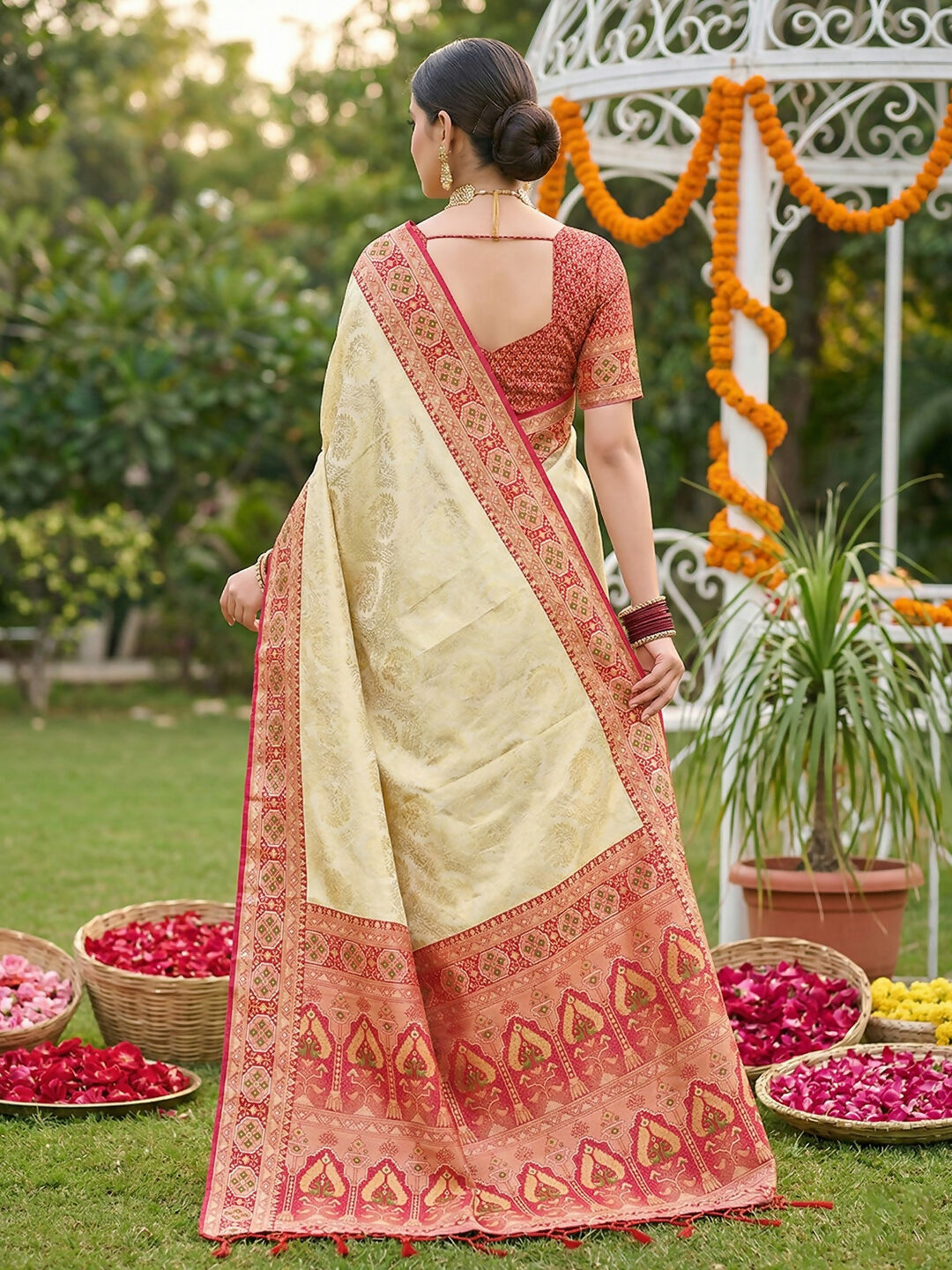 Shree Shyam Fashion Red Soft Silk Saree | Grocsy