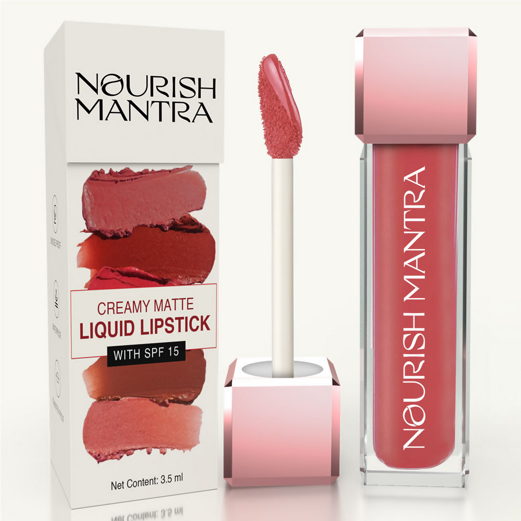 Nourish Mantra Liquid Lipstick Creamy Matte with SPF / Water Proof, Smudge Proof Shade- Spice And Shanti- | Grocsy