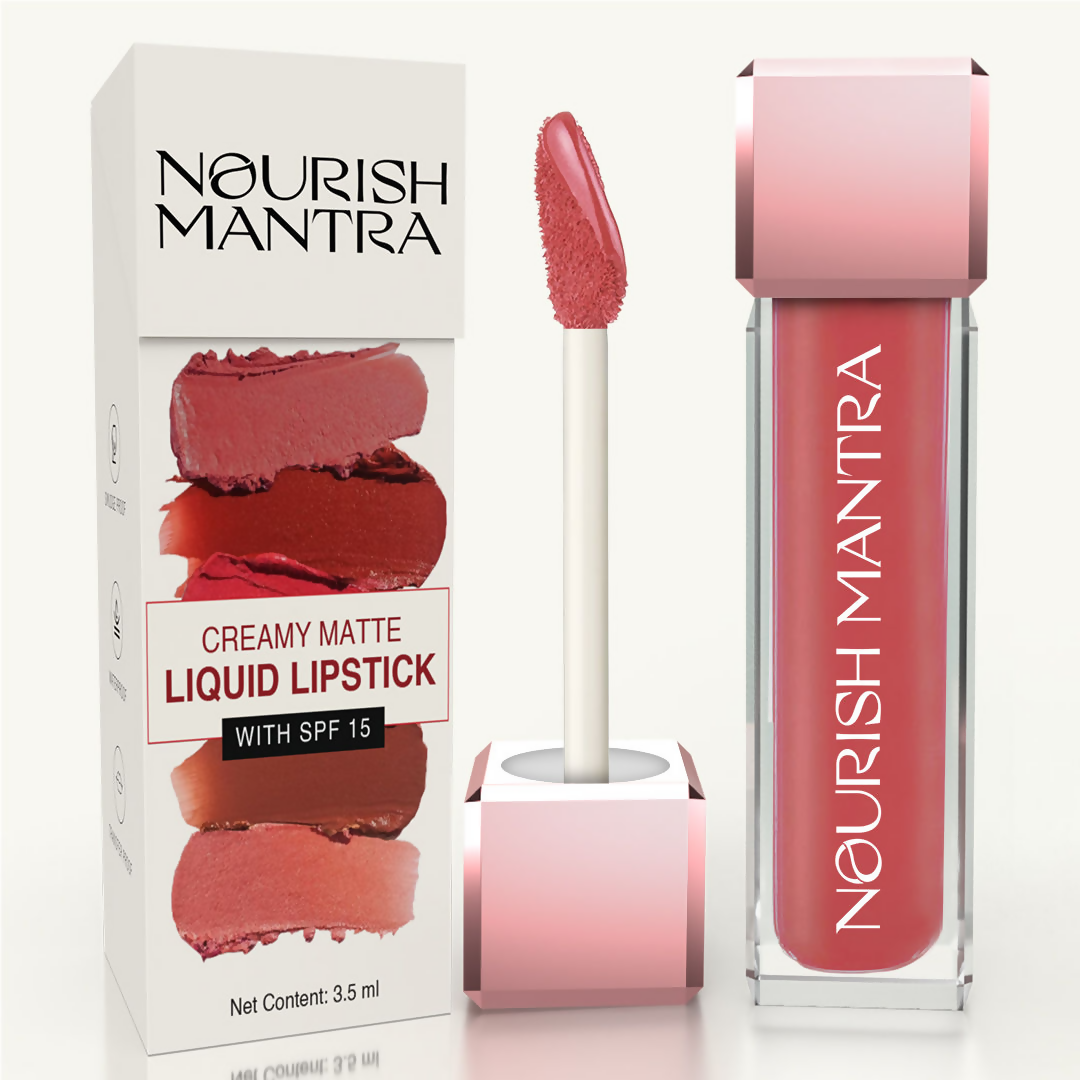 Nourish Mantra Liquid Lipstick Creamy Matte with SPF / Water Proof, Smudge Proof Shade- Spice And Shanti- | Grocsy
