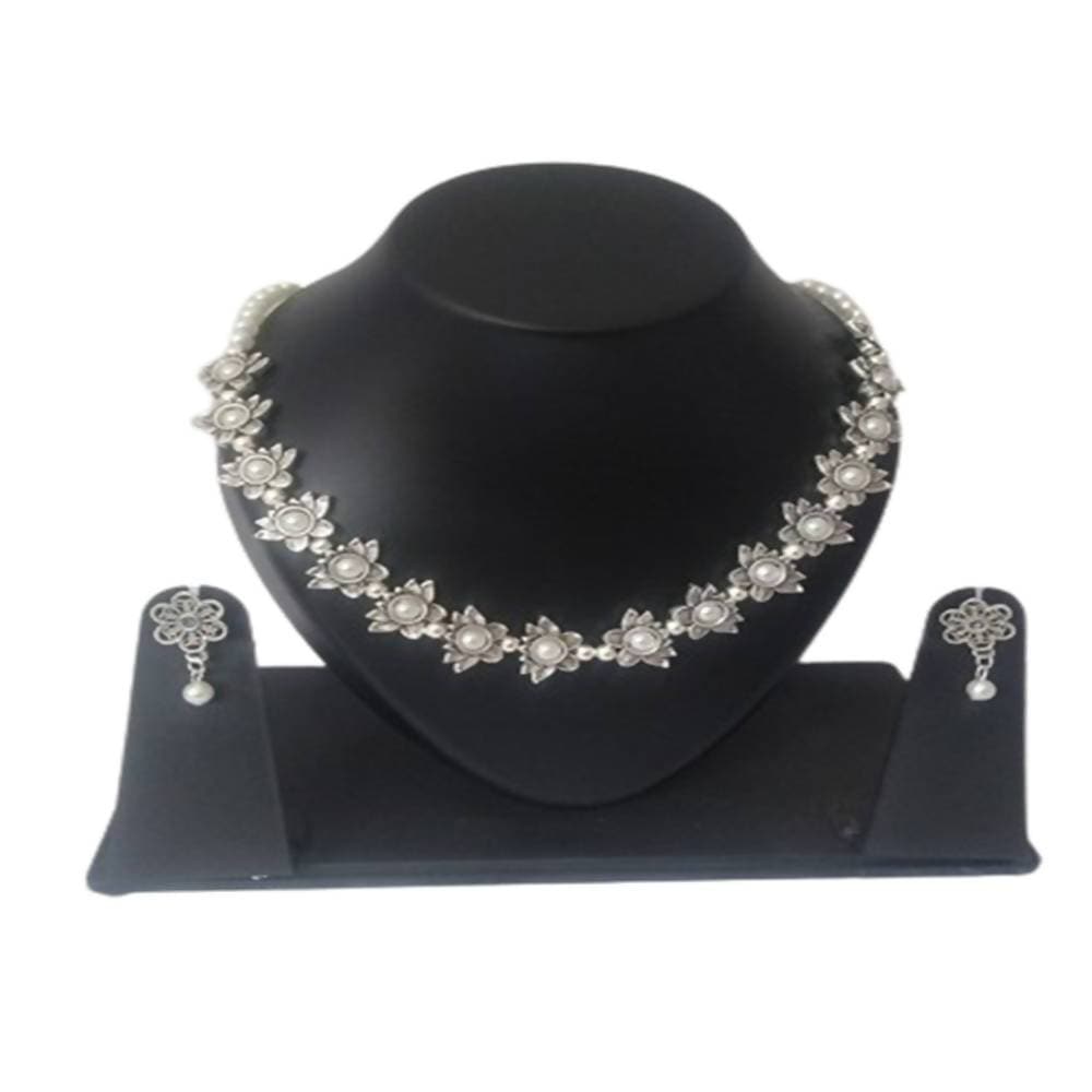 Kundan HandiKrafts Silver Designer Handmade Necklace | Grocsy