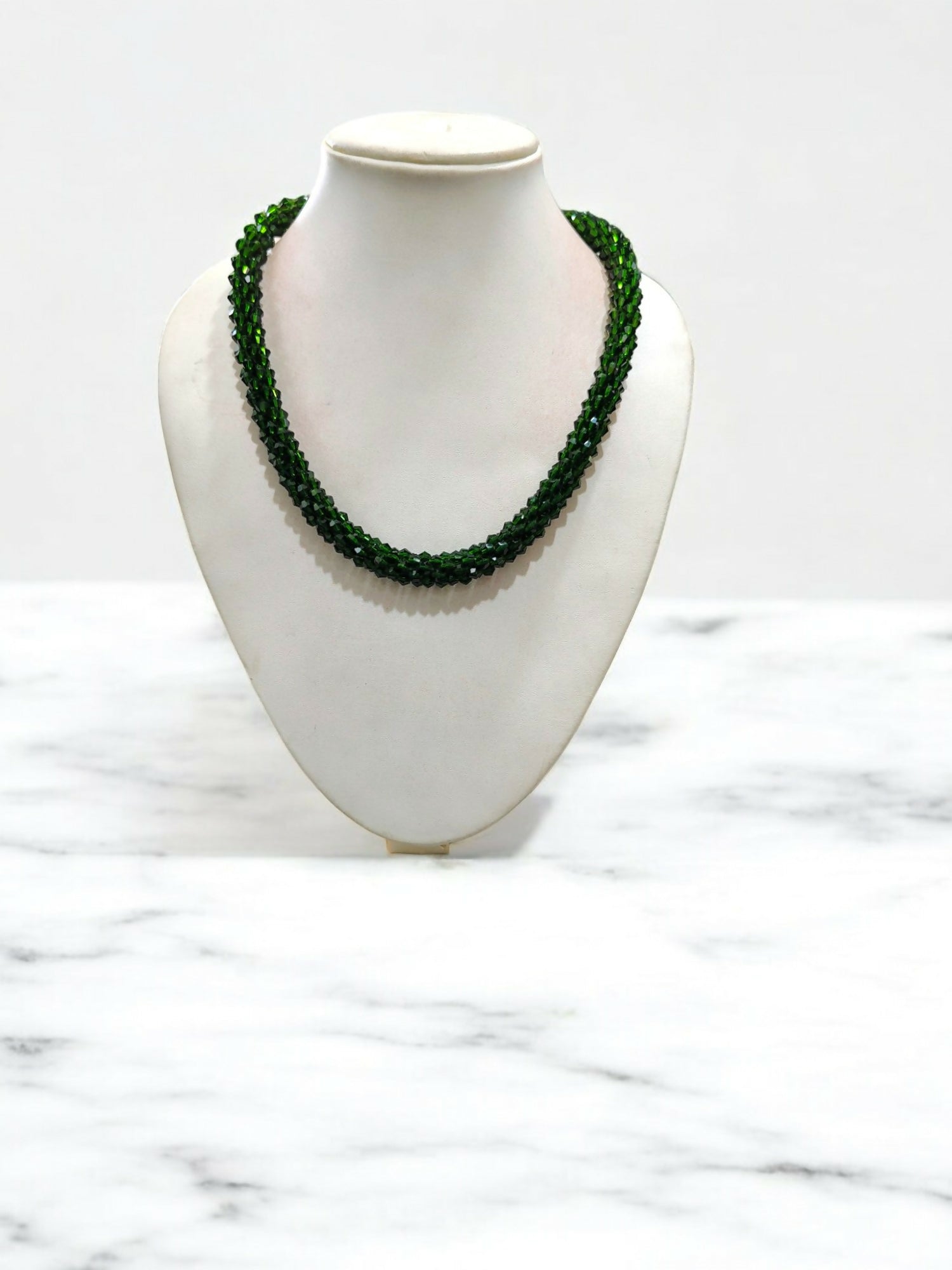 Inhanns Noor-E-Jalwa – Handmade Crystal Bead Necklace -Adjustable - Green Only Necklace | Grocsy