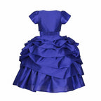 Asmaani Baby Girl's Blue Colour Satin A-Line Maxi Full Length Dress (AS-DRESS-22119) | Grocsy