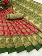 Vamika pink Printed Art Silk Saree | Grocsy
