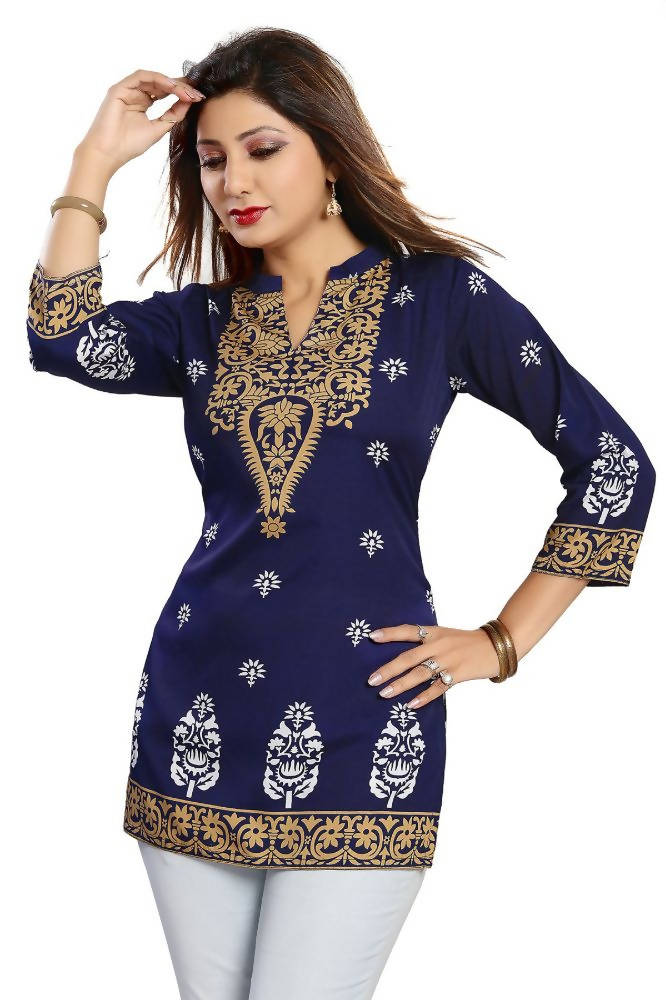 Snehal Creations Endearing Ethnicity Short Blue Tunic | Grocsy