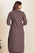 Aramya Straight Soft Cotton Floral Print Women's Kurta - Grey | Grocsy