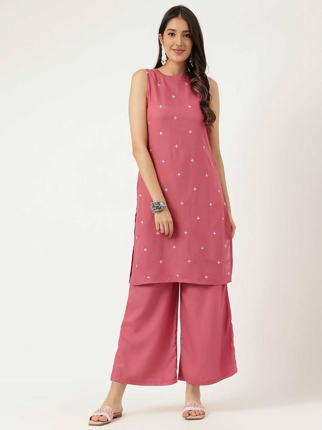 Joban Fashion Rust Rayon and Embroidered Work Straight Kurta Bottom Set | Grocsy