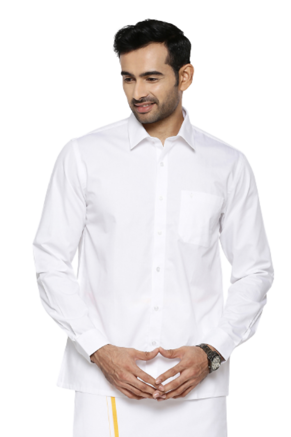 Ramraj Cotton Mens Full Sleeve White Shirt Plus Size - Classic Cotton | Grocsy