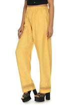 Mominos Fashion Moeza Reyon Cotton Golden Color Straight Work Palazzo | Grocsy