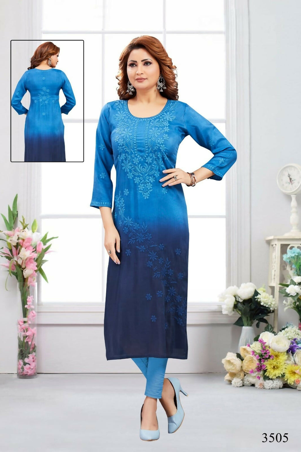 Joban Fashion Muslin Blue Color Kurta Set | Grocsy