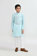 Joban Fashion Georgette Aqua Green Kurta With Straight Fit Pant | Grocsy