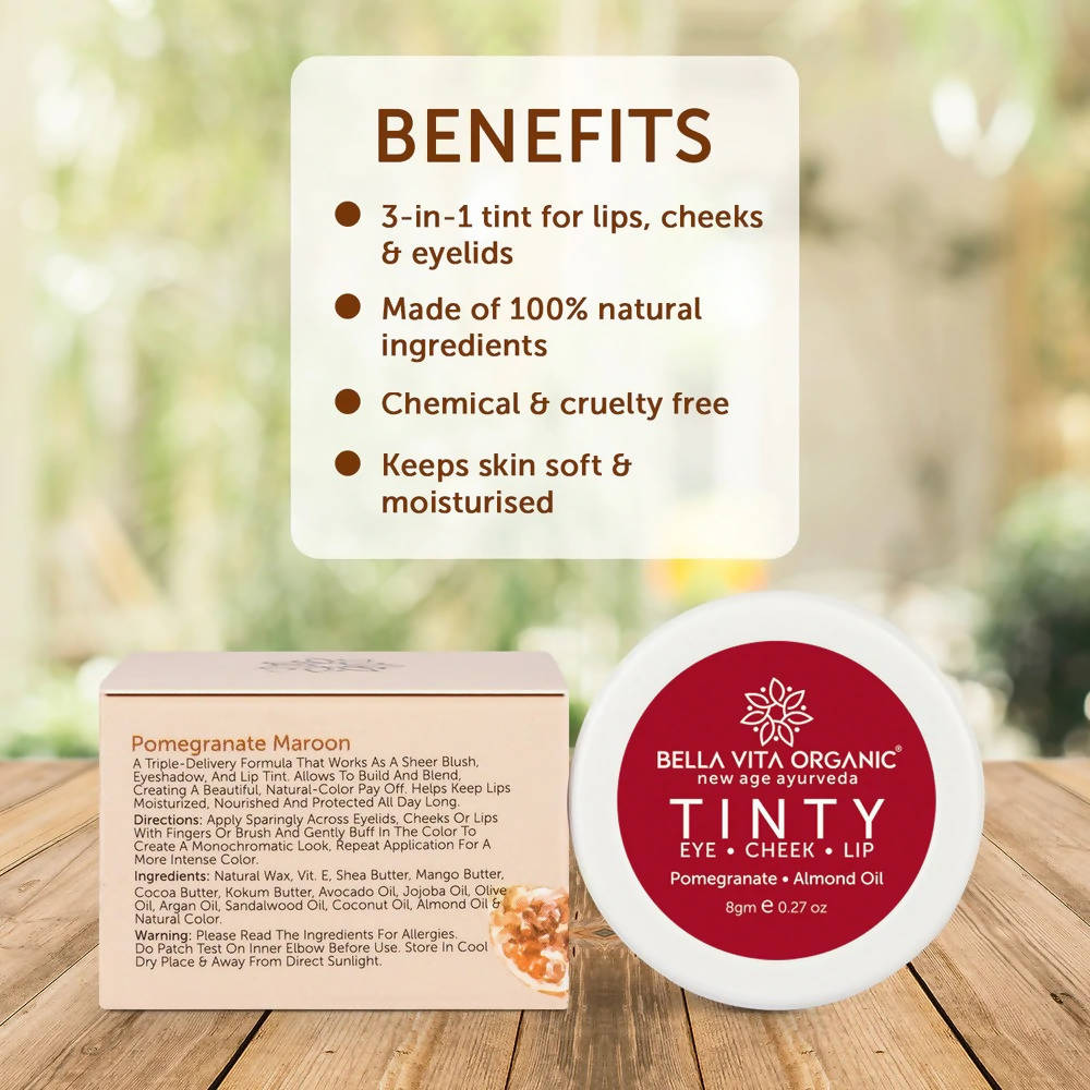 Bella Vita Organic Pomegranate Maroon Tinty Blush 3 in 1 | Grocsy