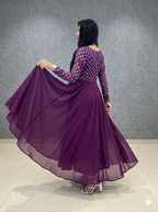 Teeya Creation Women's Wine Bandhani Print Anarkali Gown | Grocsy