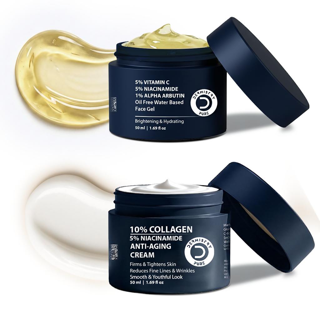 Dermistry Collagen Anti Aging Skin Tightening Aging Wrinkles Cream & Vitamin C Niacinamide Day NightOil Free Water Based Face Gel | Grocsy