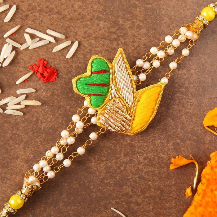 Meenakari Glimming Rakhi & Almonds Jar | Grocsy