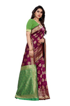 Vamika Banarasi Jacquard Weaving Wine Saree (Dangal Wine) | Grocsy