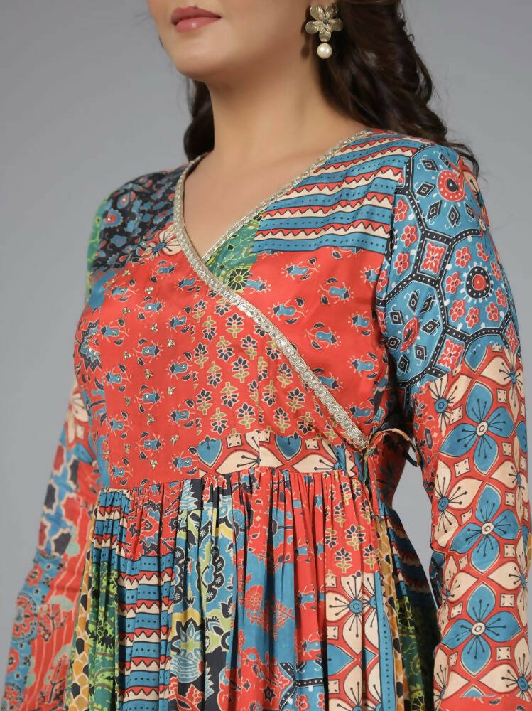 Juniper Women Red Muslin Printed Maxi Dress | Grocsy