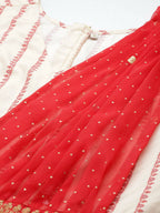 Ahalyaa Off White & Red Printed Basic Jumpsuit | Grocsy