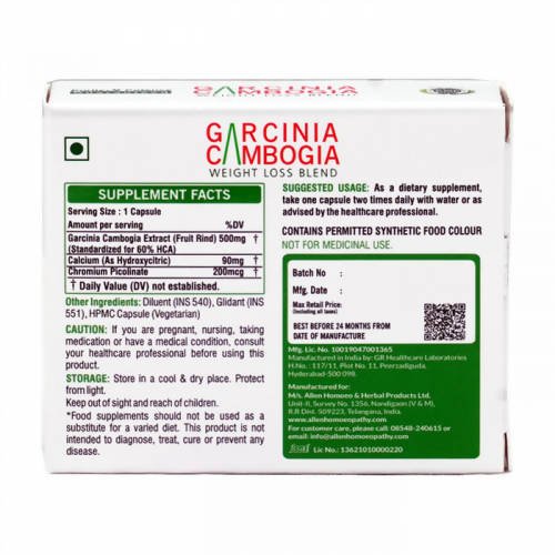 Allen Homeopathy Garcinia Capsules | Grocsy