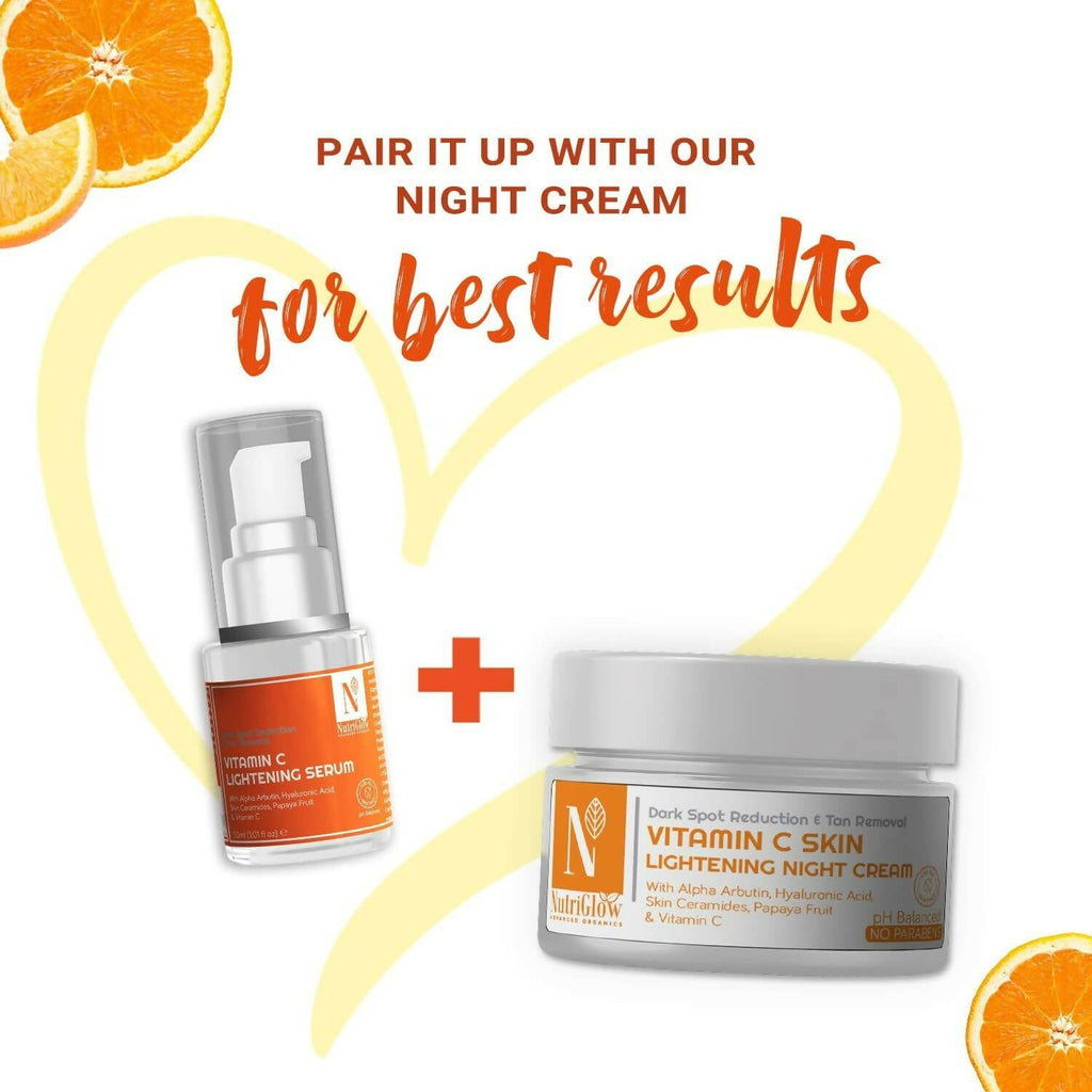 NutriGlow Advanced Organics Vitamin C Serum with Hyaluronic Acid | Grocsy