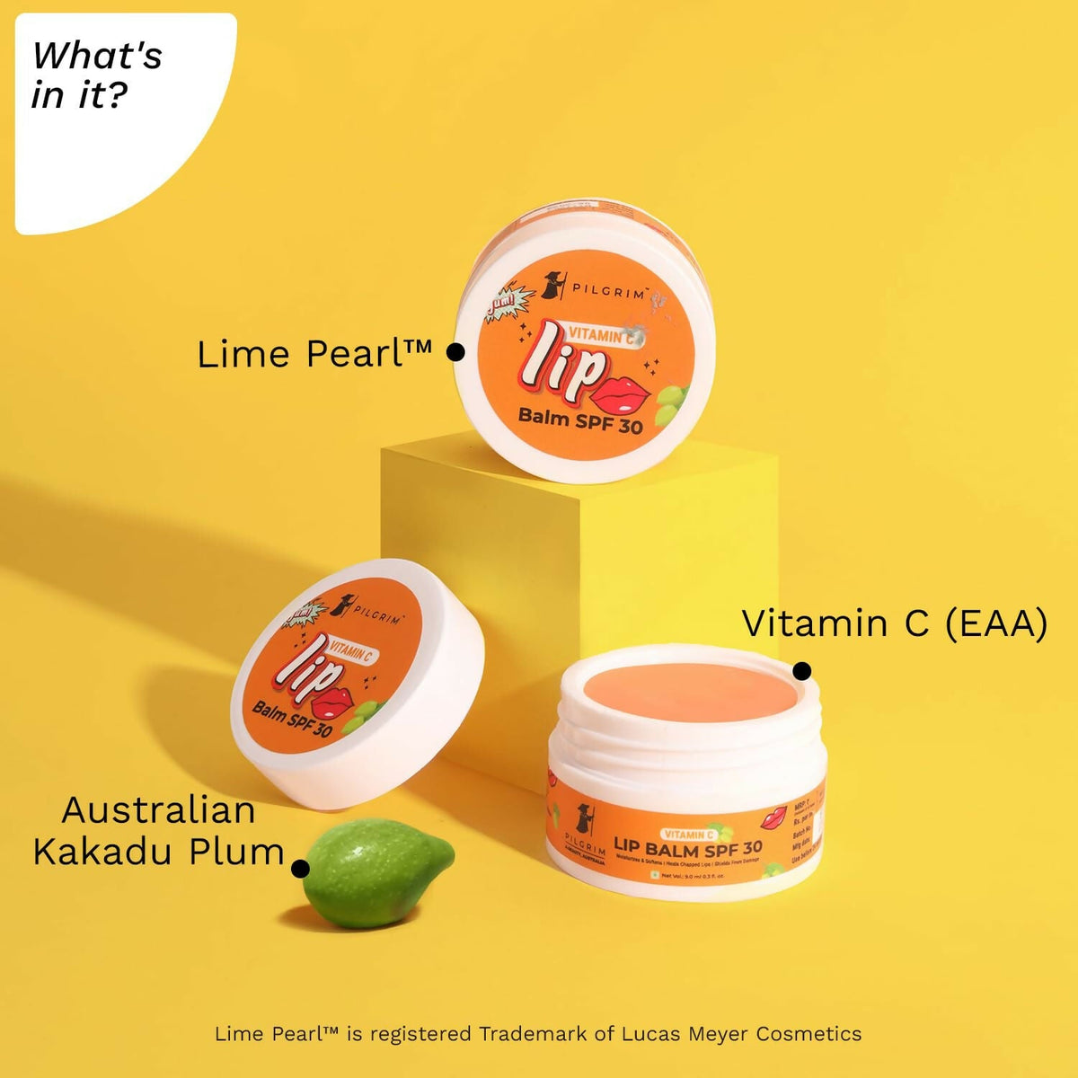 Pilgrim Vitamin C Lip Balm SPF 30 with Australian Kakadu Plum & Shea Butter For Smooth Soft Lips, Soothing & Hydrating Dry & Chapped Lips | Grocsy