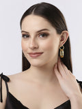 NVR Women Golden Linked Round Circle Attached Drop Earrings | Grocsy
