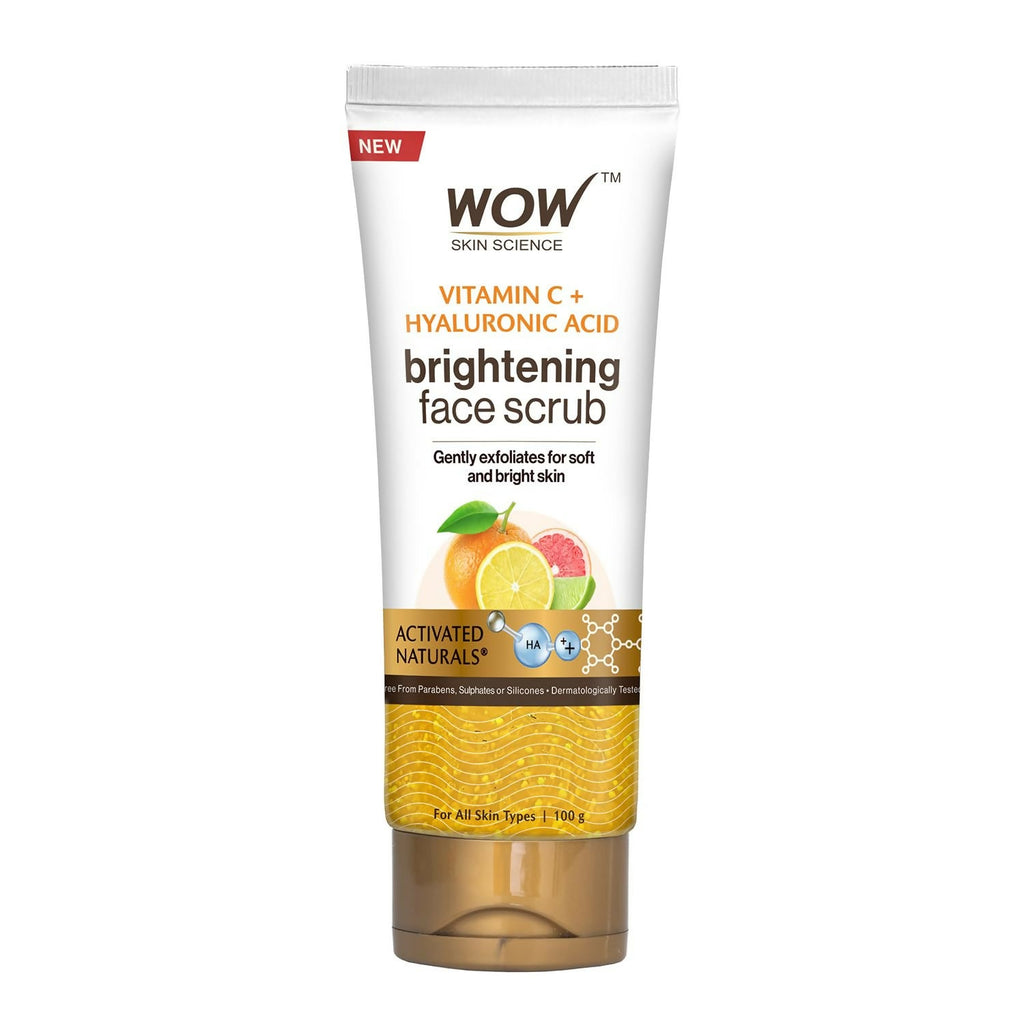 WOW Skin Science Vitamin C + Hyaluronic Acid Brightening Face Scrub For Gently Exfoliates, Smoothens Skin Texture | Grocsy
