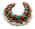Skyblue & Orange Hair Gajra | Grocsy