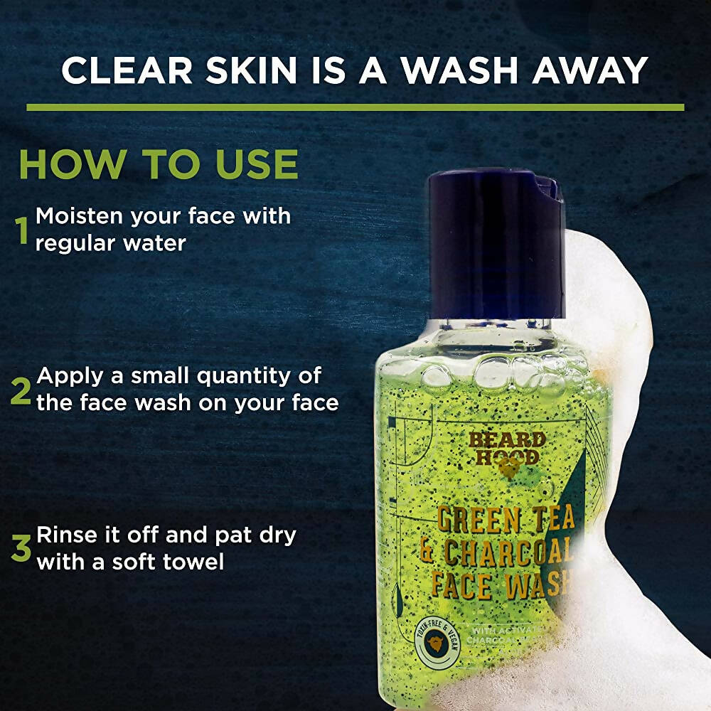 Beardhood Green Tea & Charcoal Face Wash | Grocsy